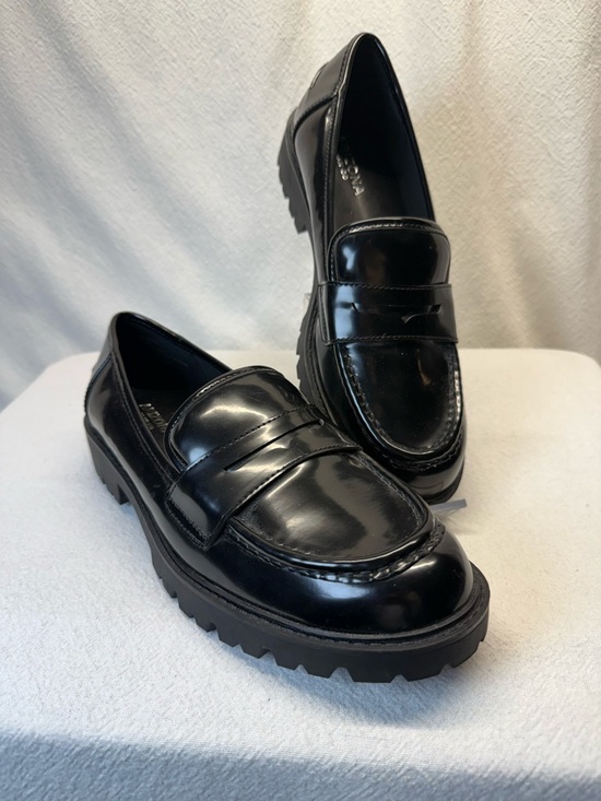 Arizona Jean Company Shoes - Classic Preppy Penny Loafers Vegan Black Patent Leather SchoolGirl Thick LugSole